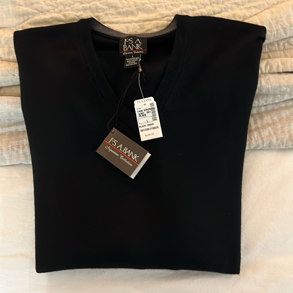 Jos. A. Bank Signature Collection - V-Neck Sweater - Black - Size Large - NWT